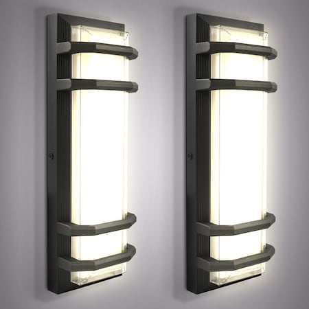 Luxrite Outdoor LED Wall Light 15.75in Modern Outdoor Wall Sconce 3CCT 3000K-5000K 15W Aluminum IP65, 2PK LR40315-2PK
